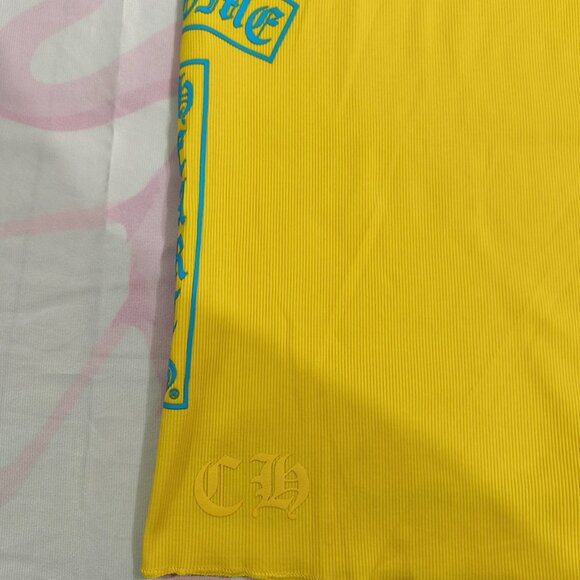 Chrome Hearts Blue Vertical Logo Ribbed Yellow Tank Top - Picture 4 of 6